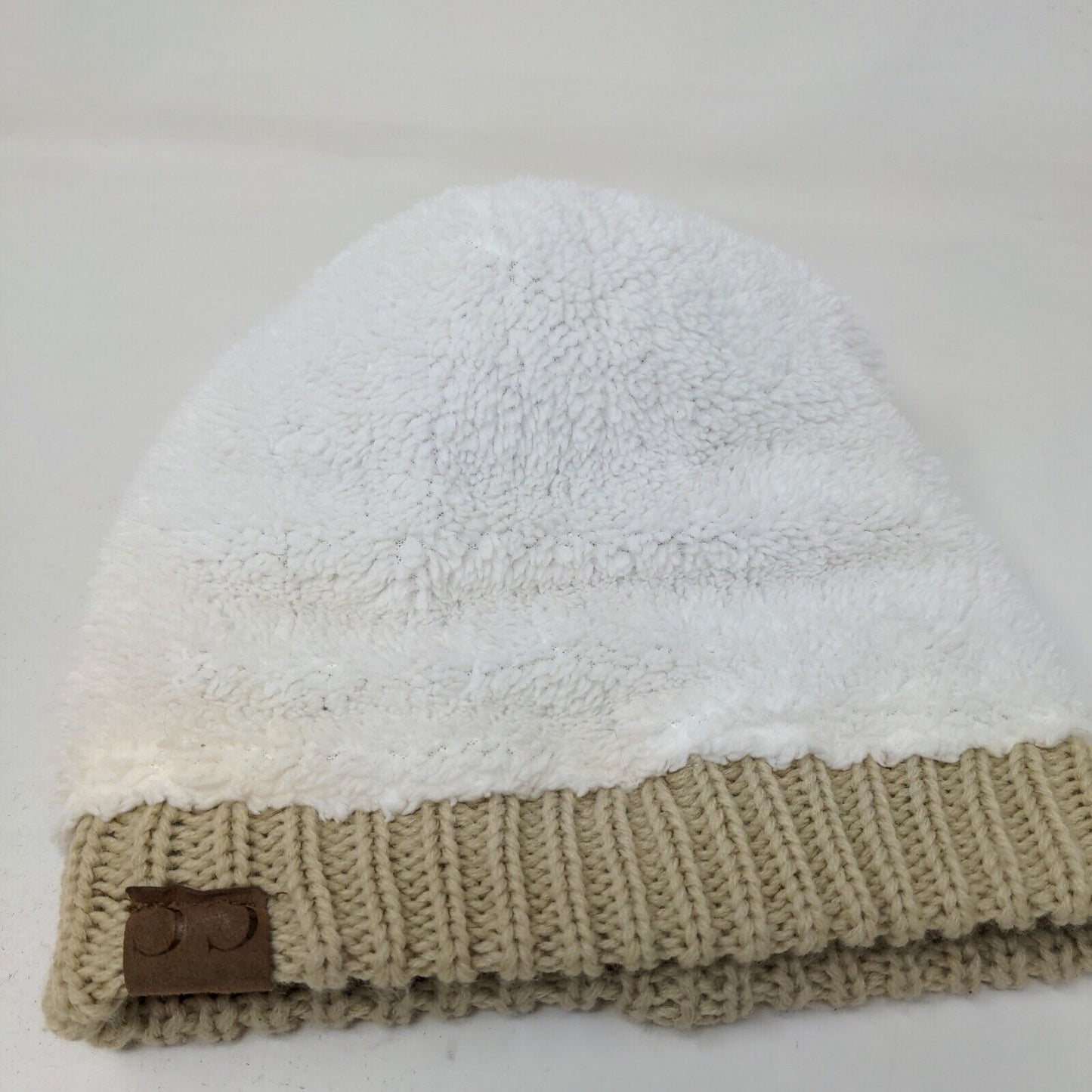 C.C. Exclusives Women's Knit Beanie Hat Cable Knit Fleece Lined Tan