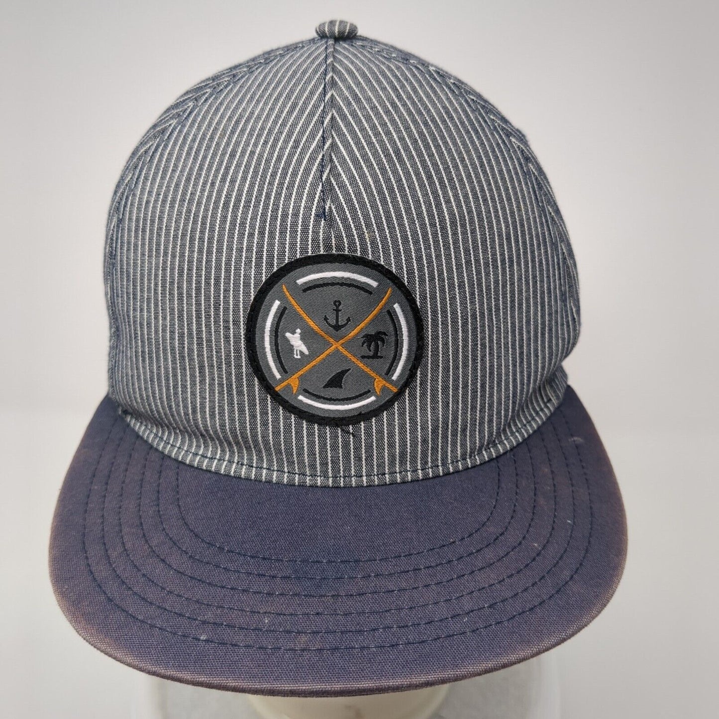 Unbranded Snapback Hat Multi OSFA Pinstripe Anchor Palm Tree Patch