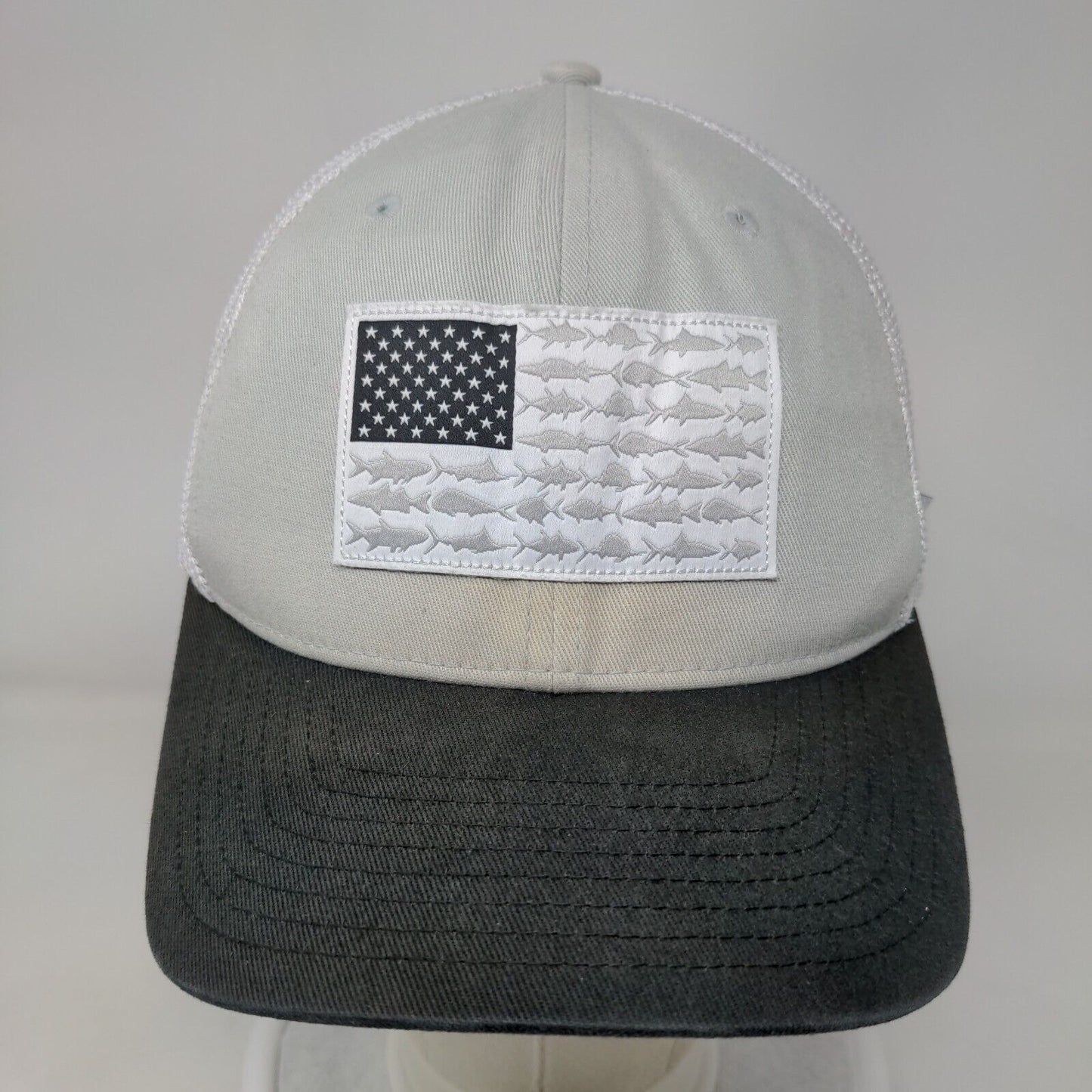 Fish American Flag Fitted Mesh Back Trucker Hat Multi S/M Columbia PFG Fishing