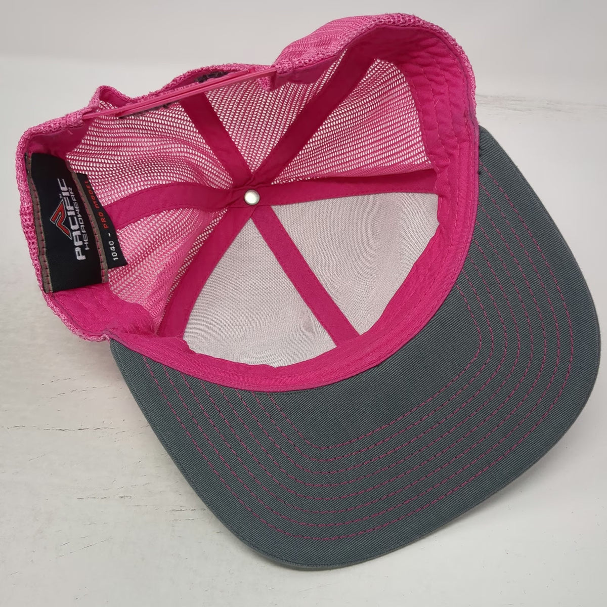 Pacific Headwear Gray Pink Trucker Hat OS SRS Snake River Stampede Mesh Snapback