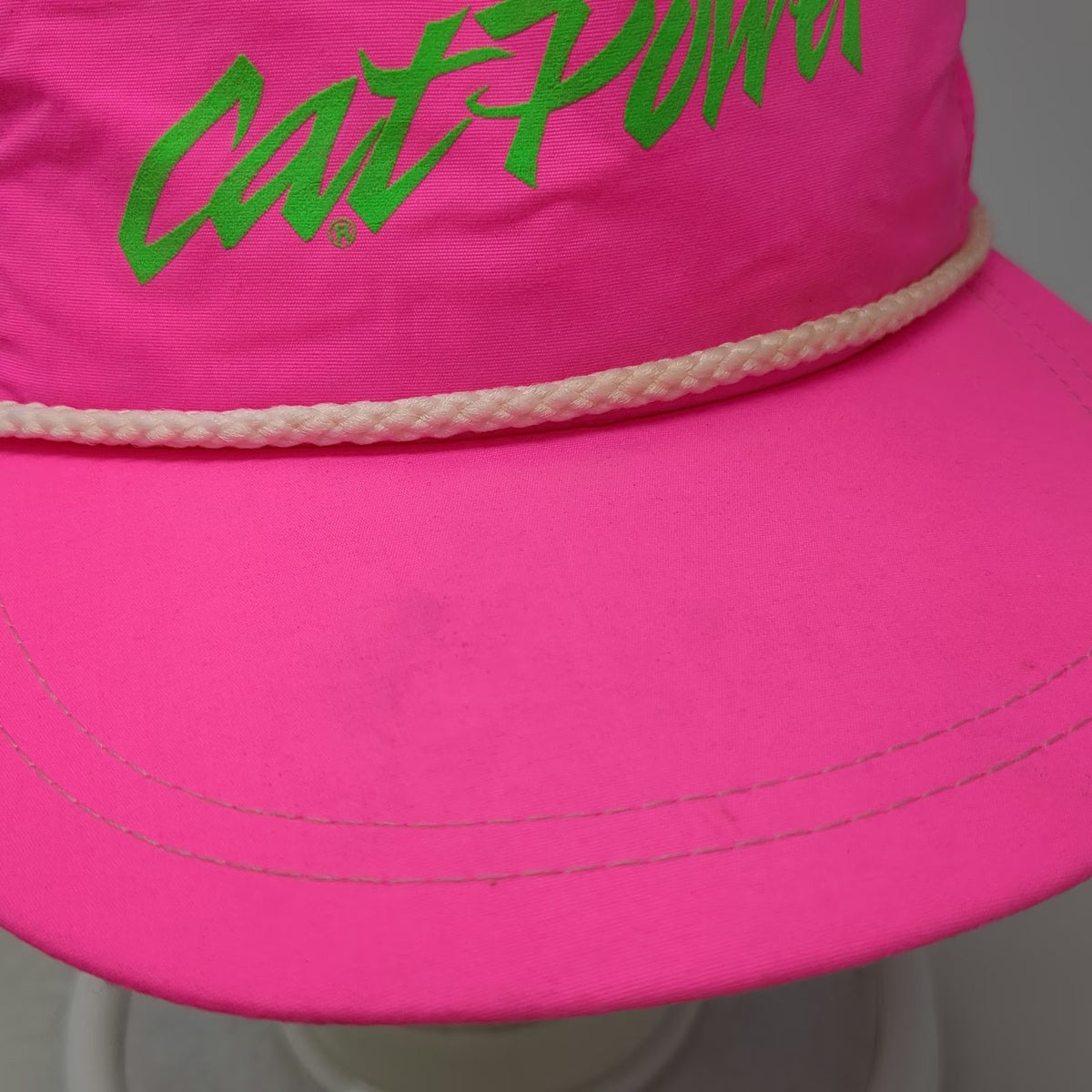 Tomkin 5 Panel Pink Hat Rope Snapback Green Cat Power Graphic USA Nylon Vintage