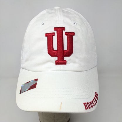 Captivating Headwear Men's Strapback Hat White Embroidered IU Hoosiers Logo