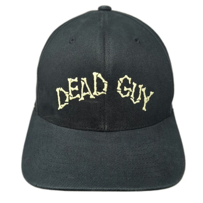 Flexfit Baseball Cap Black M Dead Guy Embroidered Bone Font Stretch Fitted Hat
