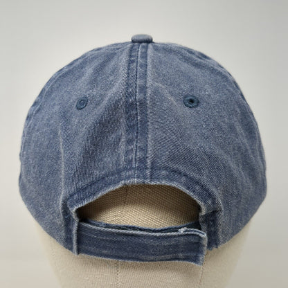 Unbranded Strapback Hat Blue OS Adjustable Vented Holes 6 Panel Denim Blank