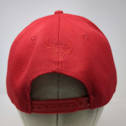 Ultra Game Chicago Bulls NBA Snapback Hat Red One Size 3D Script Logo Flat Brim