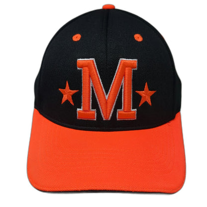 Marlboro Baseball Cap Black Orange S/M American Flag Performance Mesh Fitted Hat
