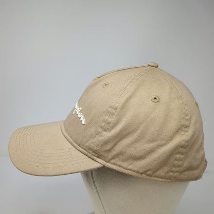 Champion 5 Panel Beige One Size Hat Cotton Slideback Script Logo Embroidered
