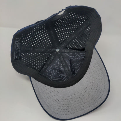 Ankor Snapback Hat Blue One Size Adjustable Breathable 6 Panel Blank