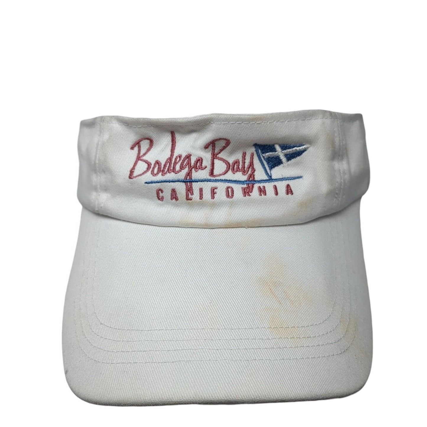 Bodega Bay California Strapback Sun Visor Hat White One Size Adjustable