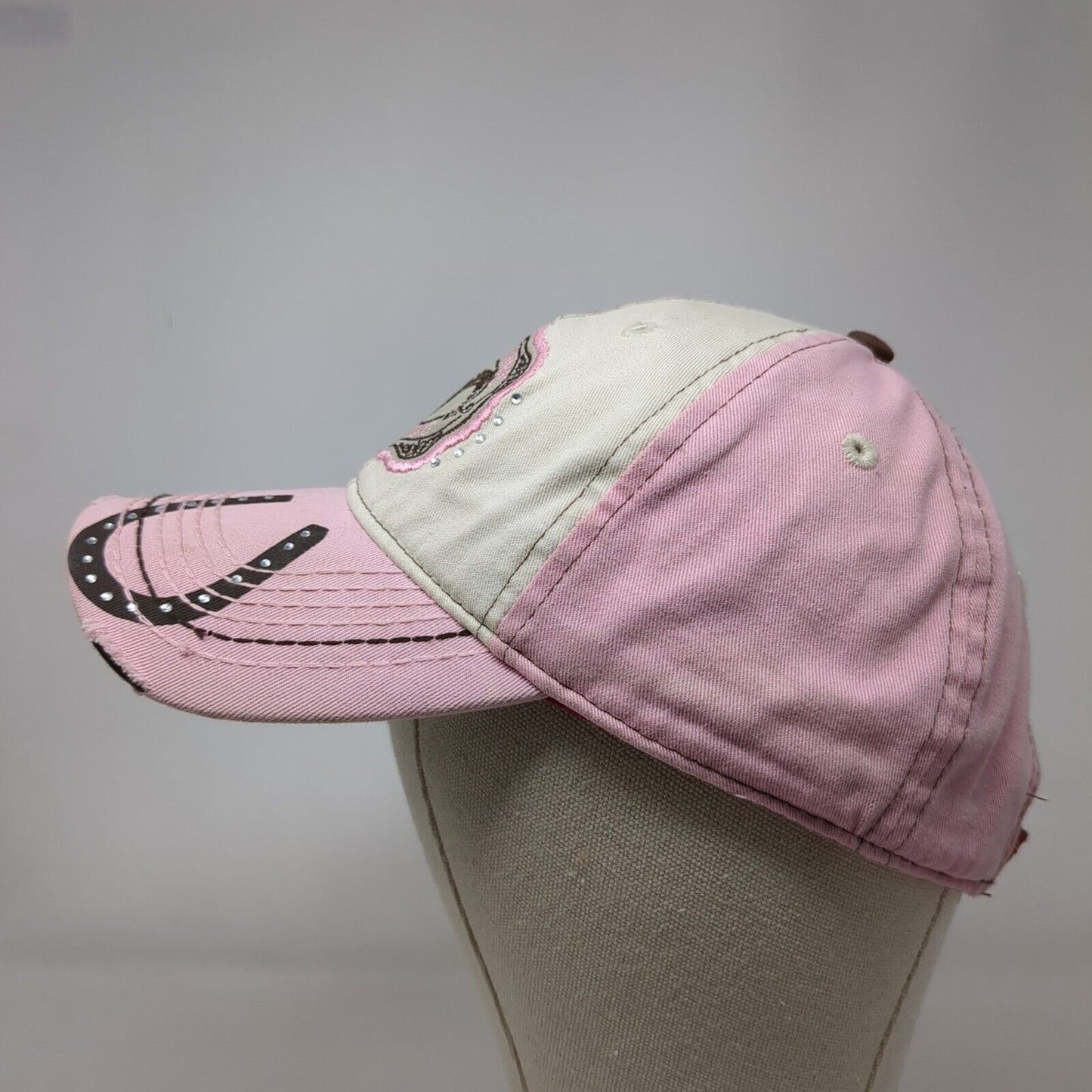 Farm Girl Authentic Strapback Hat Pink OSFA Embroidered Knee Dip & Lovin' It