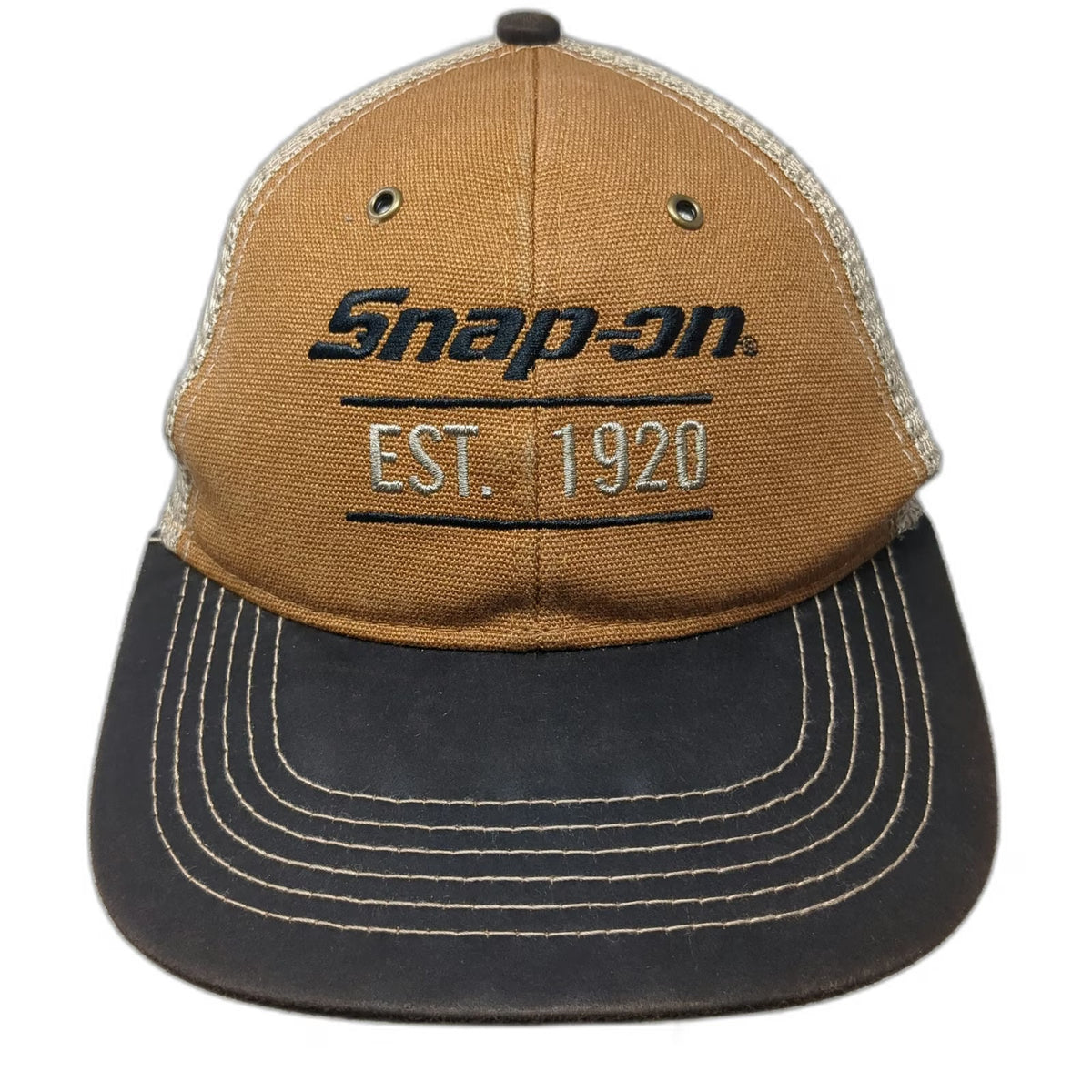 Snap-on Brown One Size Baseball Cap Mesh Back Hat Embroidered Est 1920 Logo