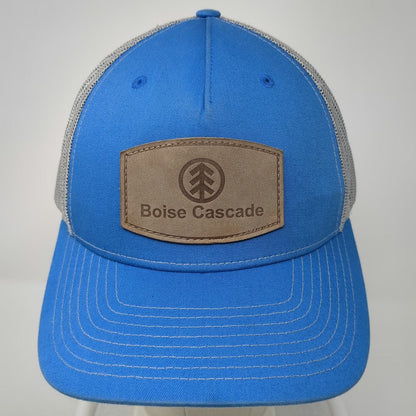 Richardson Trucker Hat Blue One Size Boise Cascade Leather Patch Mesh Gray Brown