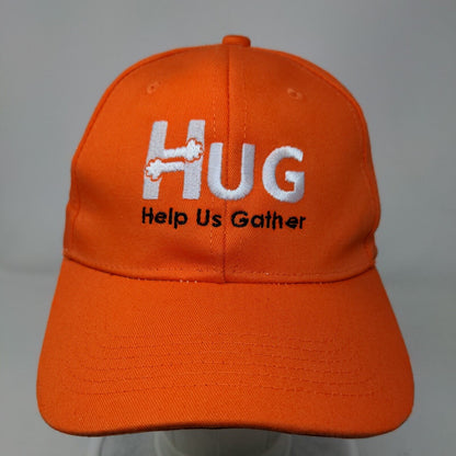 HUG Help Us Gather Slideback Hat Orange One Size Embroidered 6 Panel