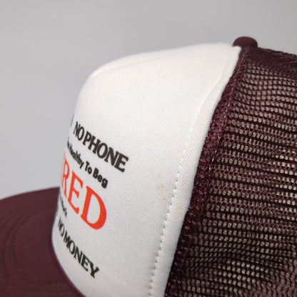 Retired No Money Snapback Rope Trucker Hat Red One Size Mesh Back