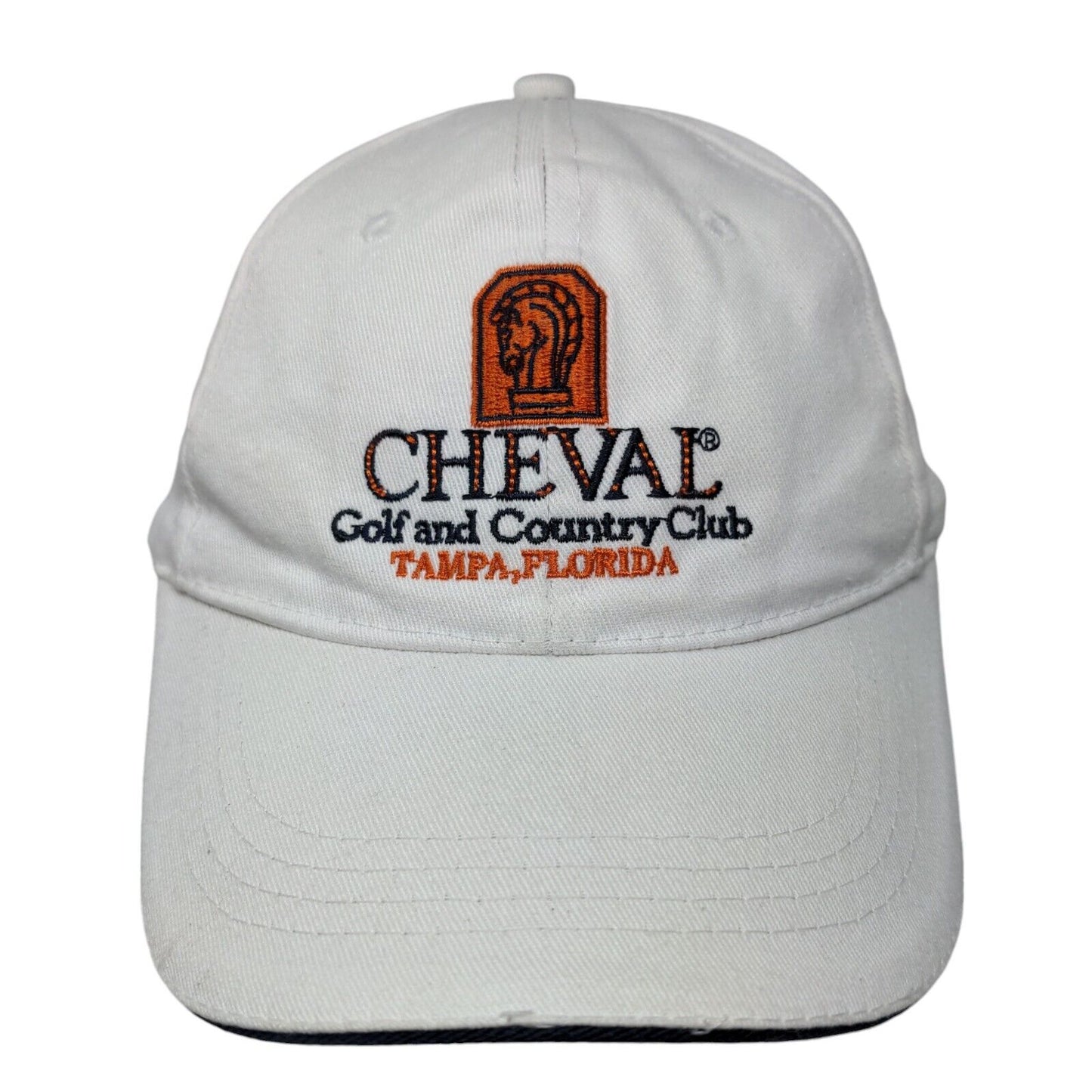 Cheval Golf and Country Club Strapback Hat White One Size Embroidered