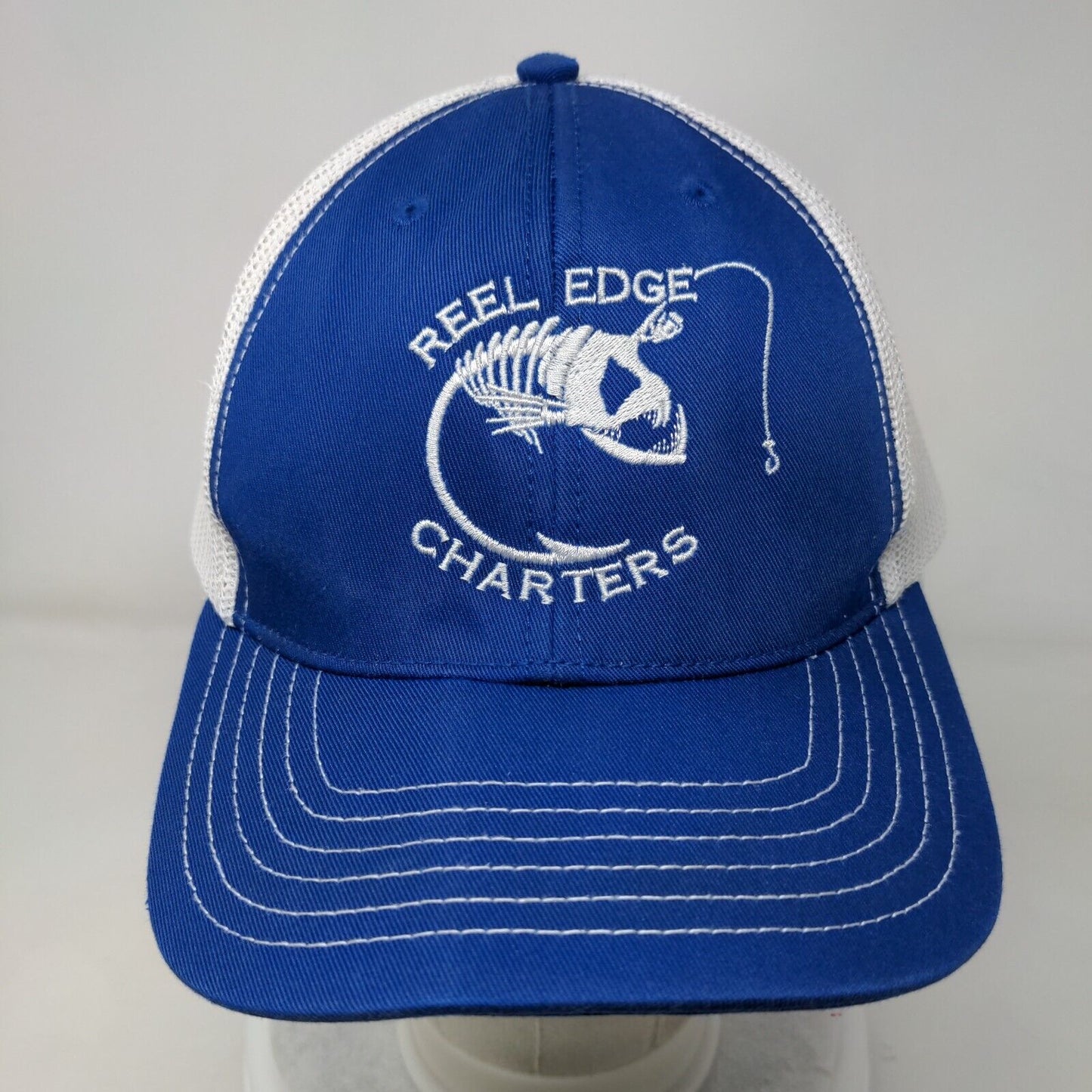 Reel Edge Charters Snapback Trucker Hat Blue OSFM Mesh Back Otto