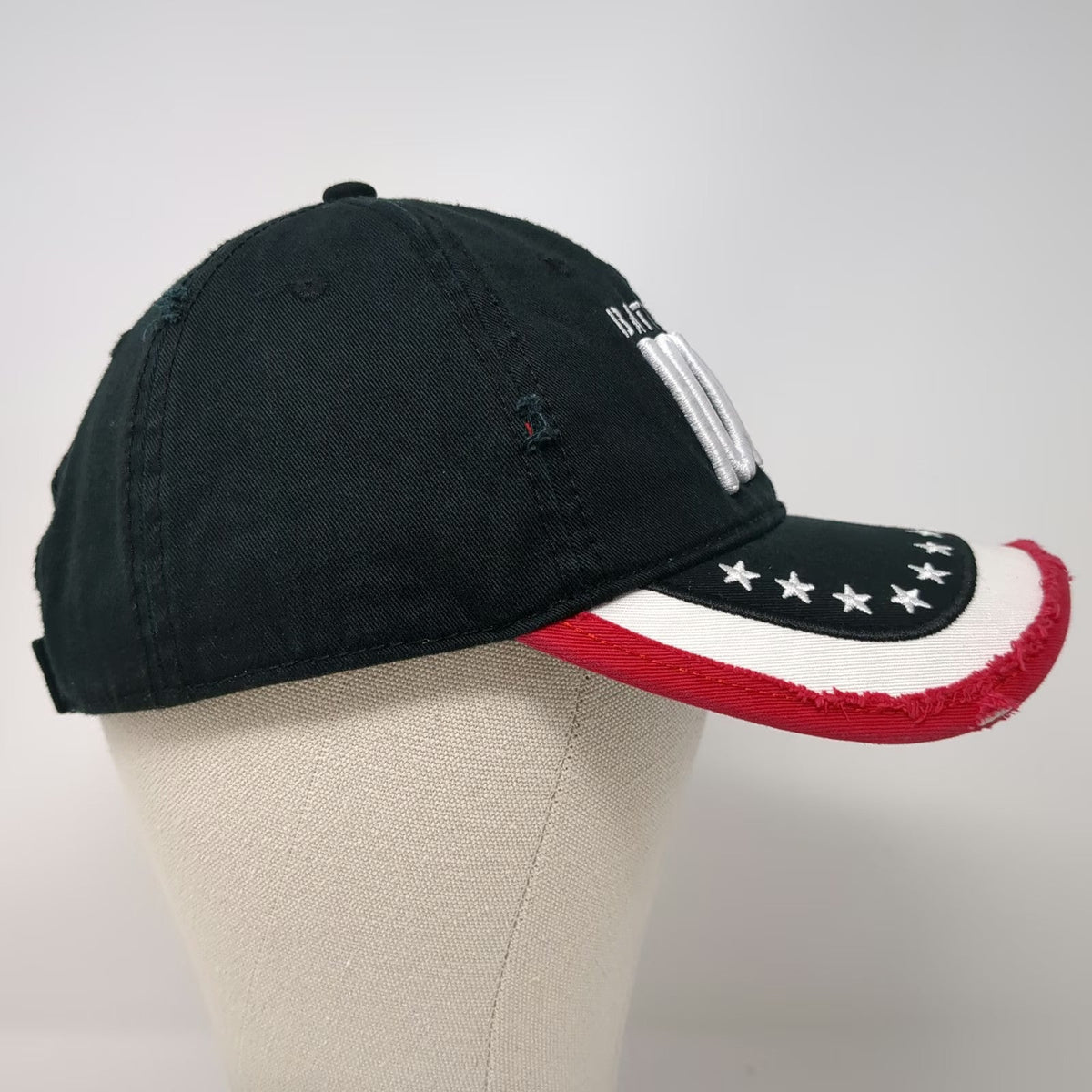 Battleship Iowa Baseball Cap Black OSFM Distressed Brim Stars Embroidered Hat