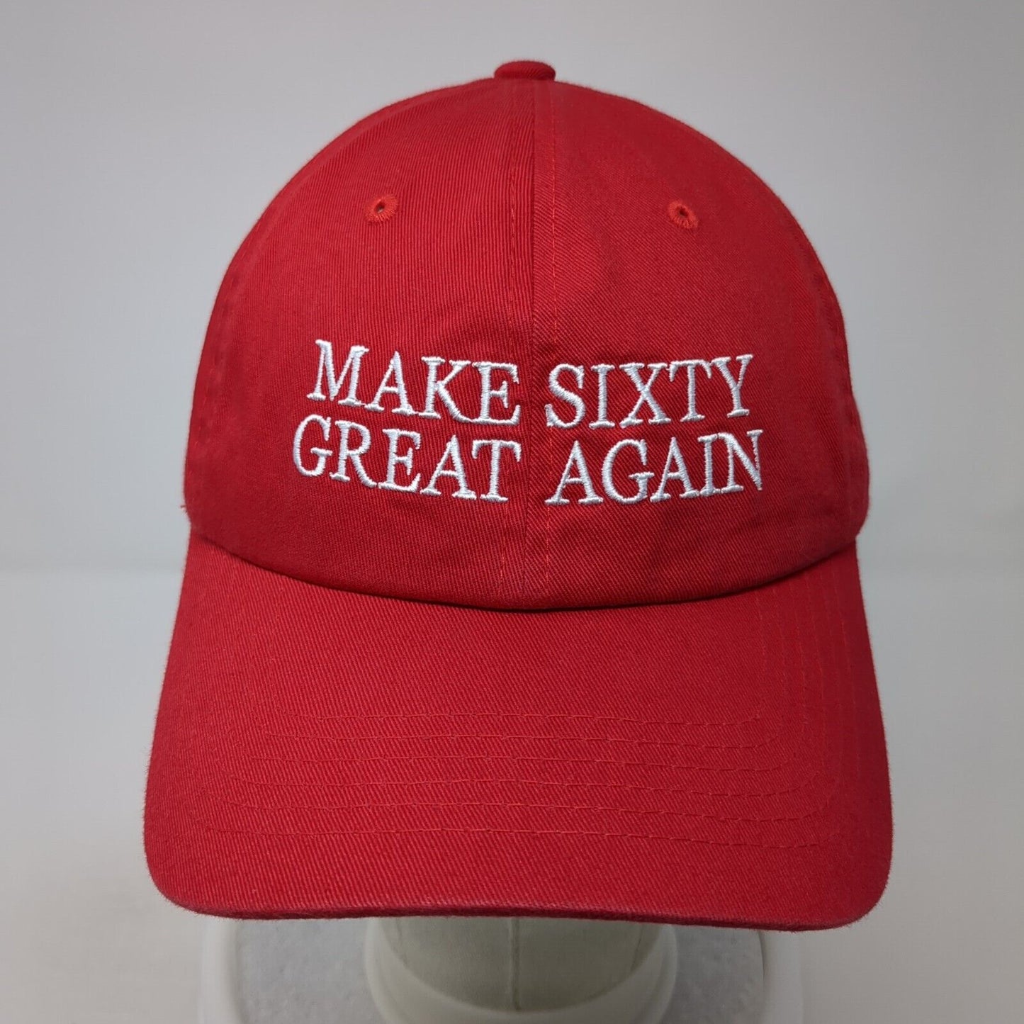 Make Sixty Great Again Slideback Baseball Cap Red OS Adjustable Embroidered