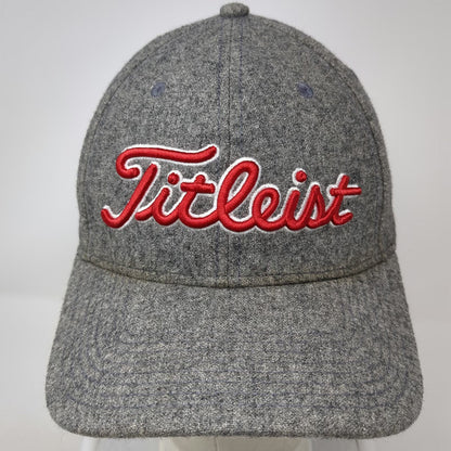 Titleist Baseball Cap Gray One Size Wool Blend Leather Strap Golf Hat Red Logo