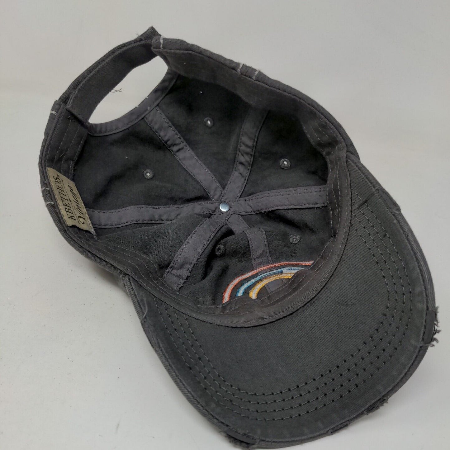 KB Ethos Men's Strapback Hat Gray Adjustable Embroidered Over It Rainbow Logo