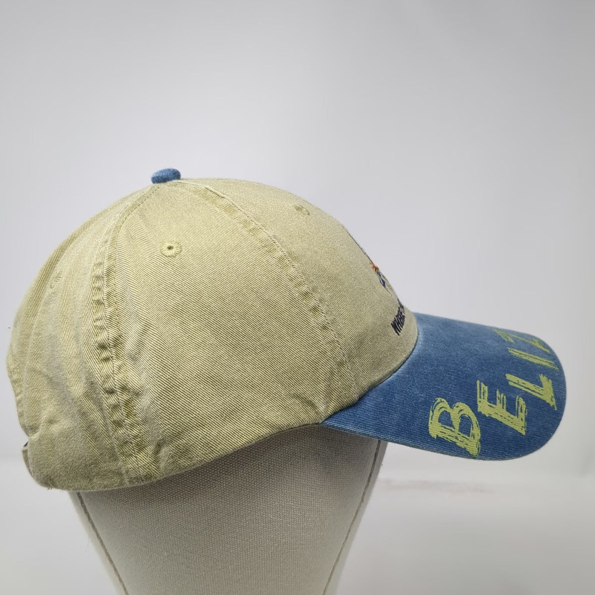 AAI Resort Wear Baseball Cap Beige Blue One Size Belize Travel Souvenir Hat