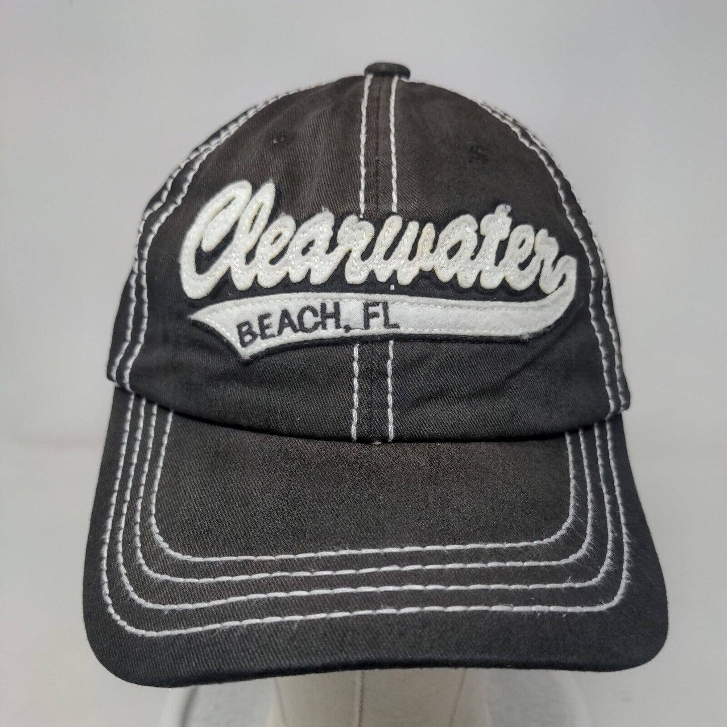 Clearwater Beach FL Strapback Hat Black OSFA Adjustable Embroidered Cotton Wings