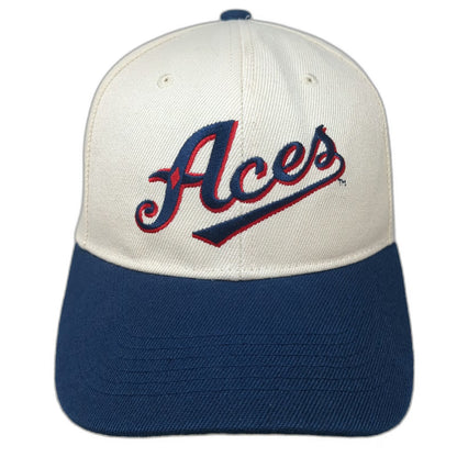 Aces Snapback Hat Beige Blue Red One Size 6 Panel Embroidery Curved Bill Cap