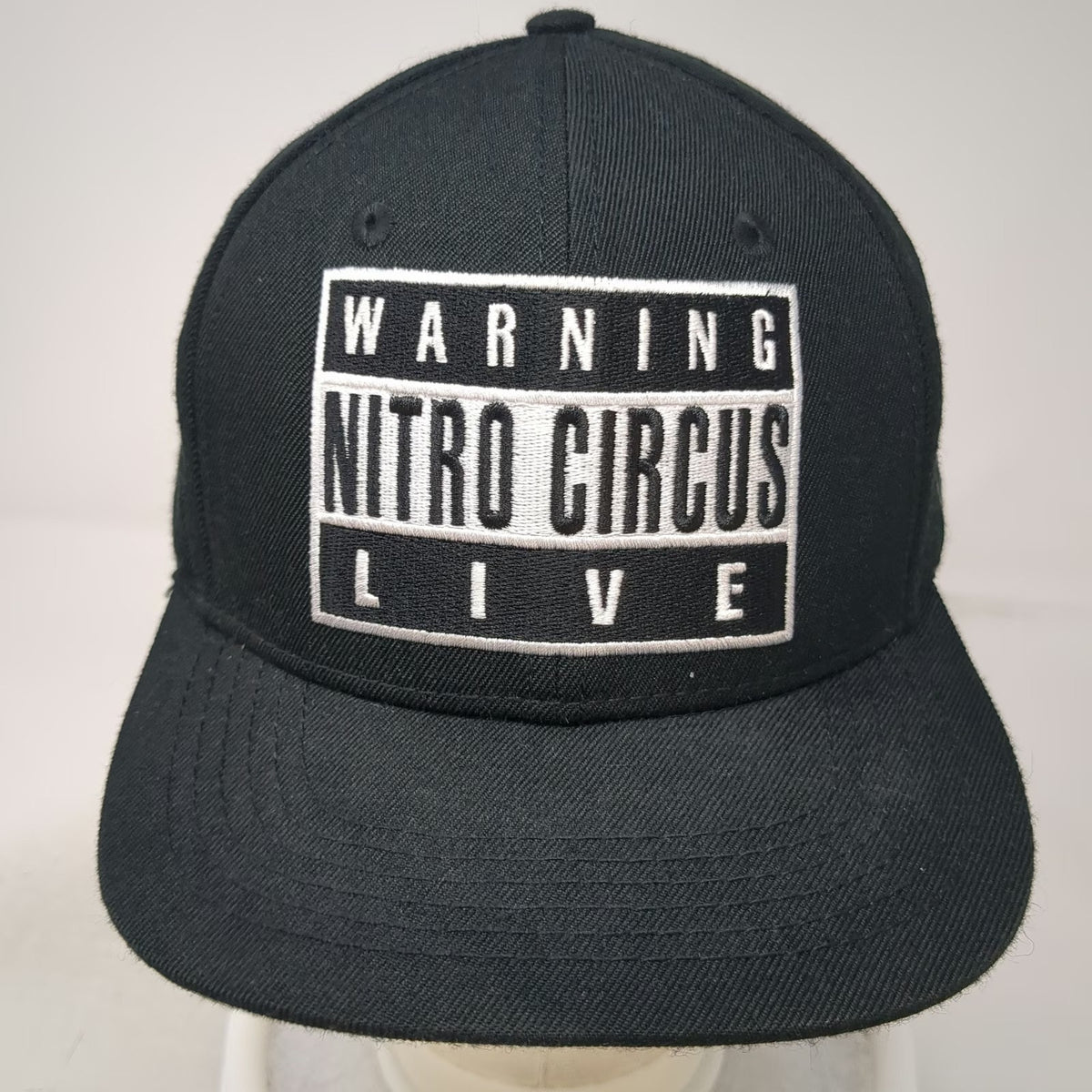Nitro Circus Live Warning Graphic Snapback Black One Size Structured Logo Hat