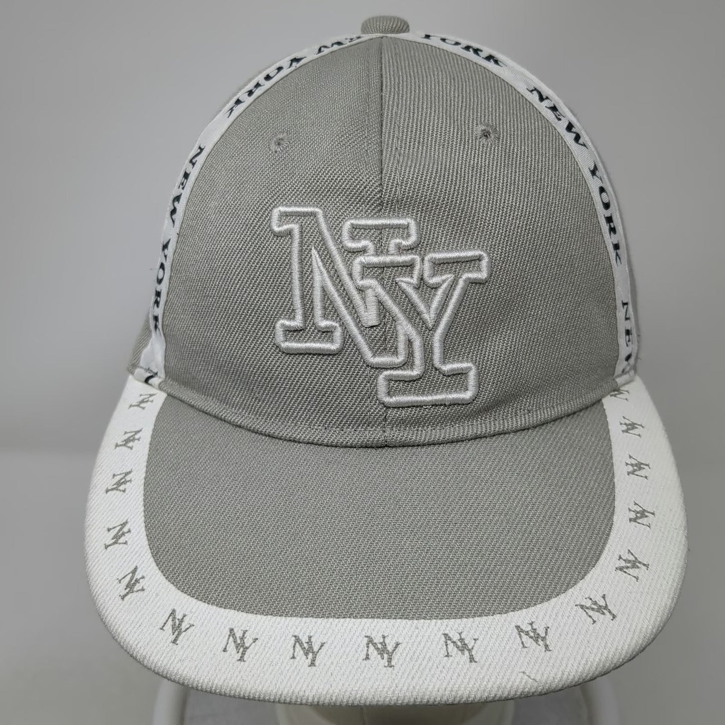 Gray Baseball Cap One Size NY New York Logo Taping Strapback Hat Embroidered
