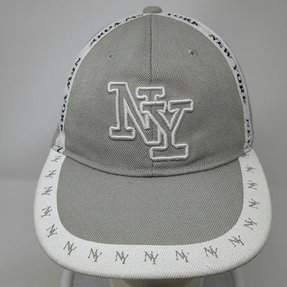 Gray Baseball Cap One Size NY New York Logo Taping Strapback Hat Embroidered
