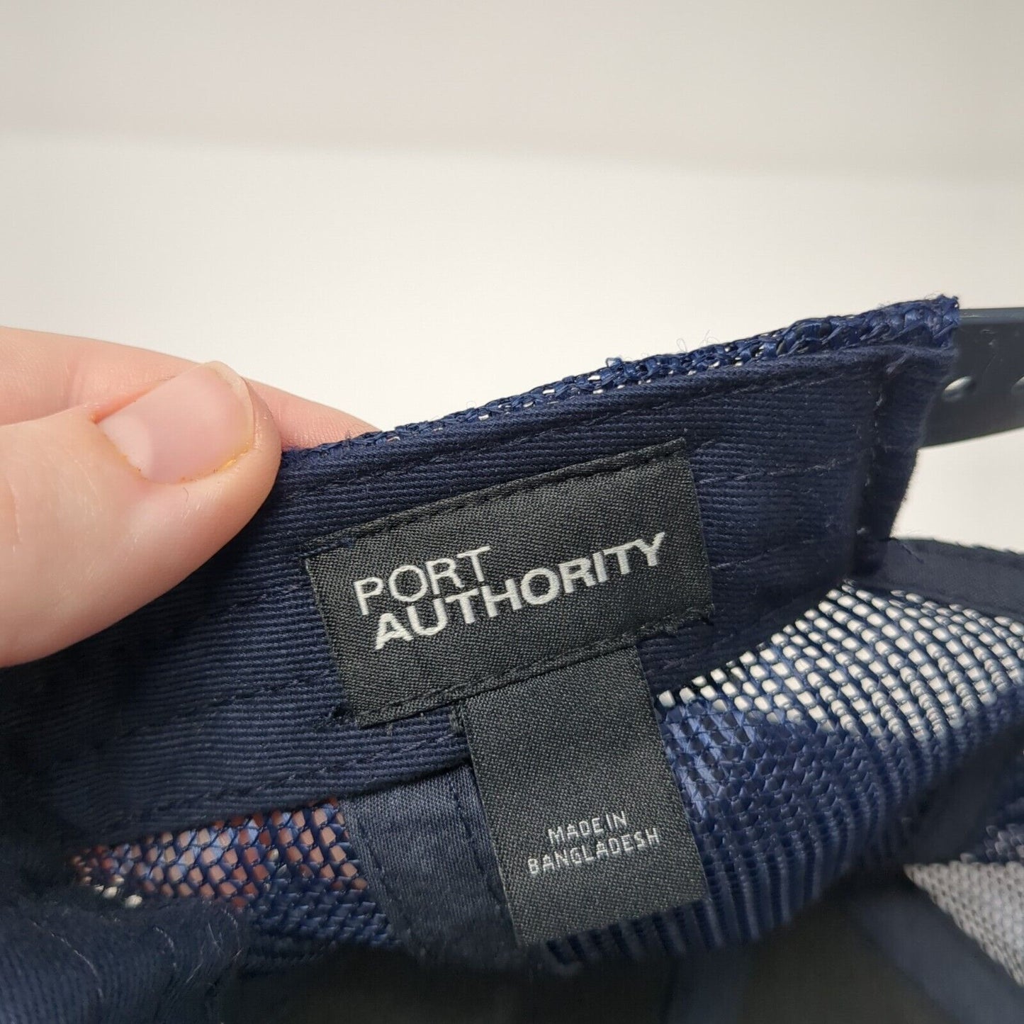 Port Authority Snapback Mesh Back Trucker Hat Blue One Size Embroidered