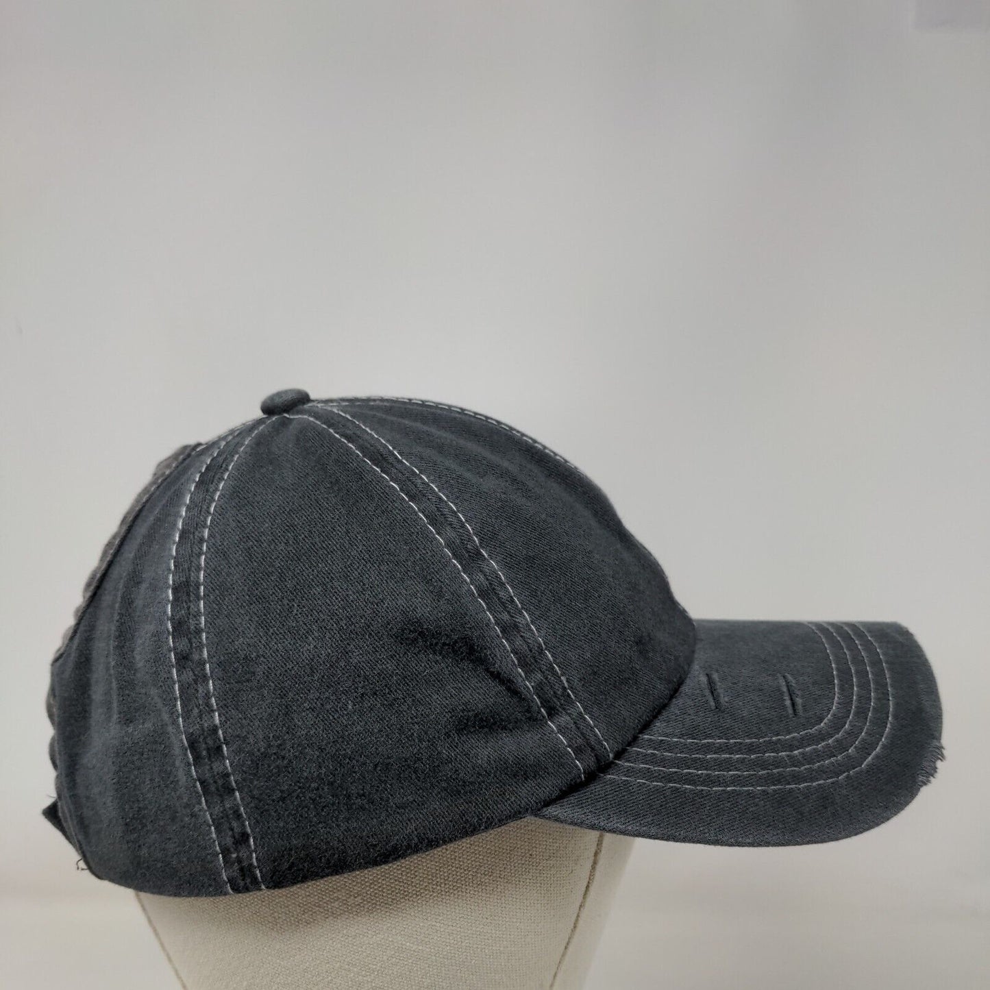 Unbranded Strapback Hat Gray One Size Adjustable Stars Ponytail