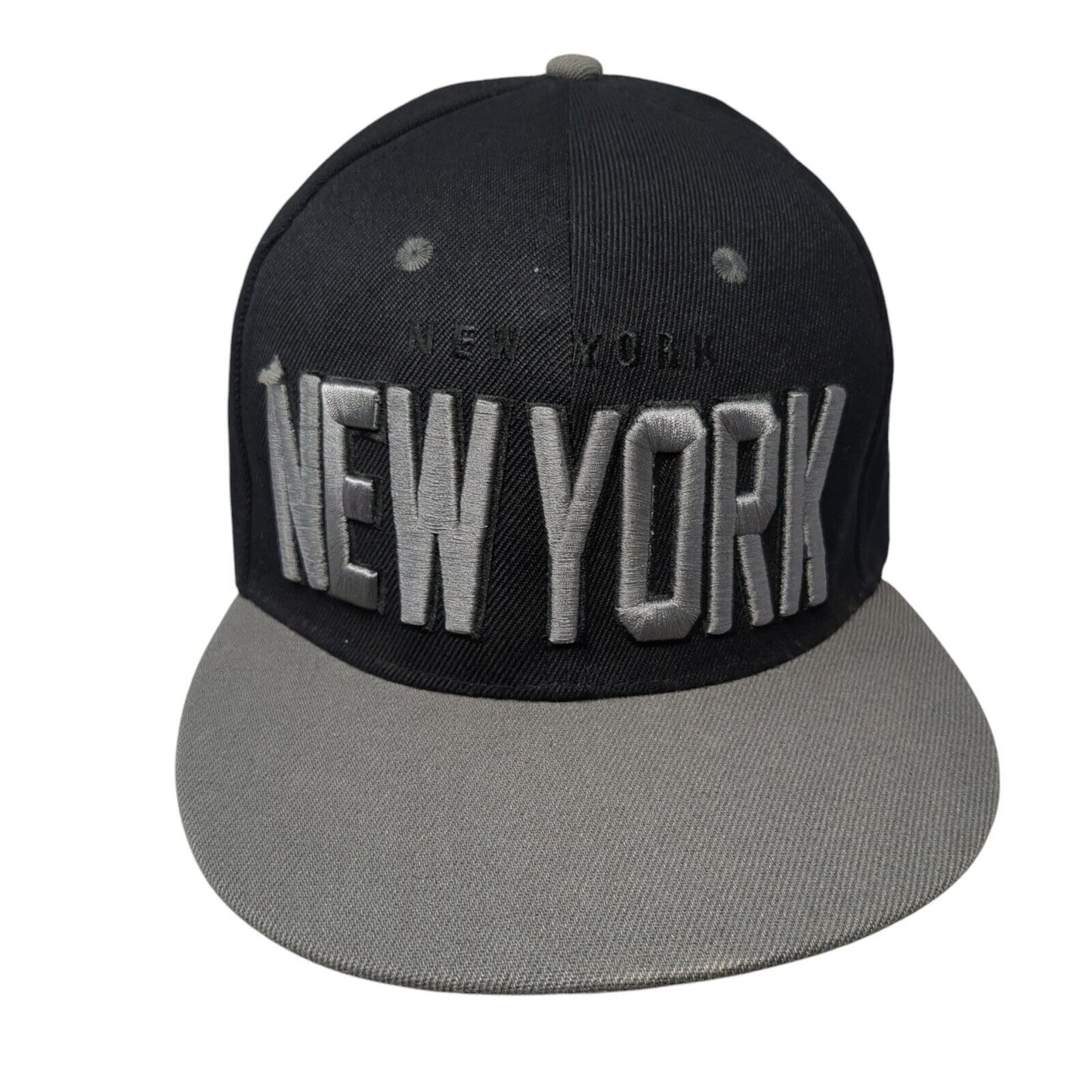 New York Snapback Hat Black One Size Embroidered Adjustable Colorblock