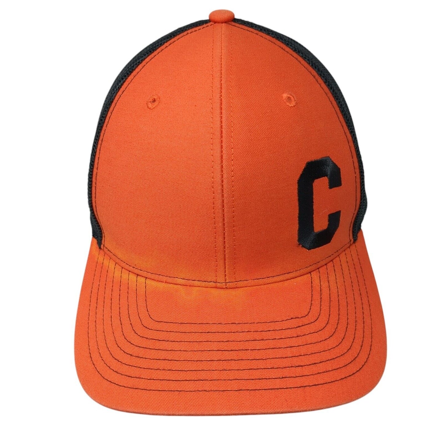 Letter C Snapback Mesh Back Trucker Hat Orange One Size Embroidered