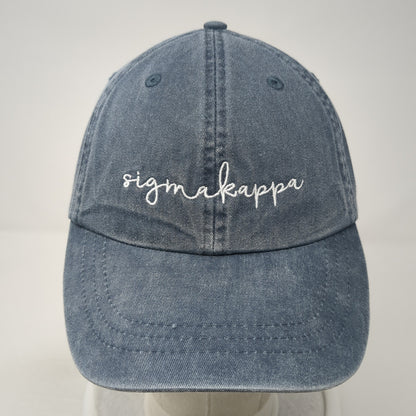Sigma Kappa Slideback Hat Blue One Size Adjustable Leather Strap Adams
