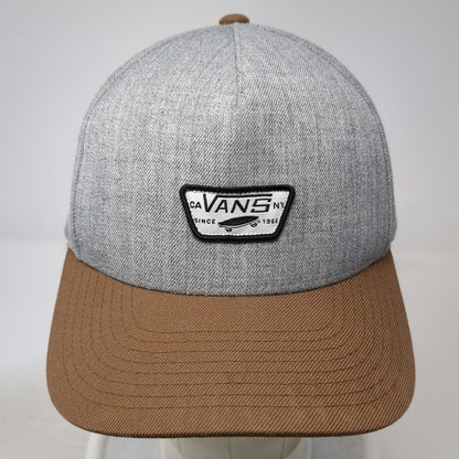Vans 5 Panel Gray Brown One Size Patch Logo Snapback Hat Canvas Two Tone Adjust