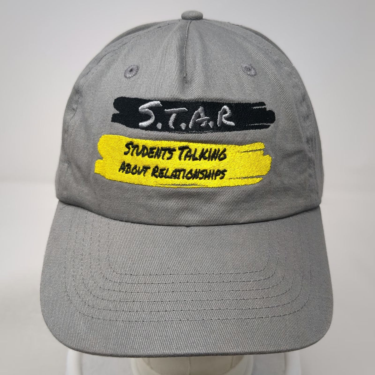 HIT 5 Panel Gray Black Yellow Hat One Size STAR Students Talking Relationships