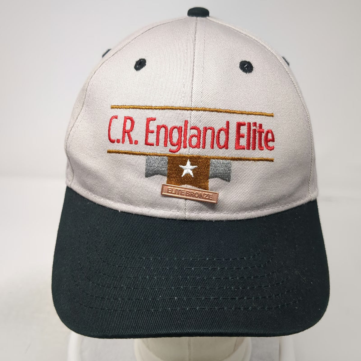 C.R. England Elite Hat Baseball Cap Gray Black One Size Bronze Pin Logo Trucking