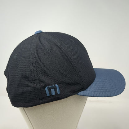 TravisMathew Snapback Hat Black Blue One Size Flexfit 110 Perforated Logo Tech