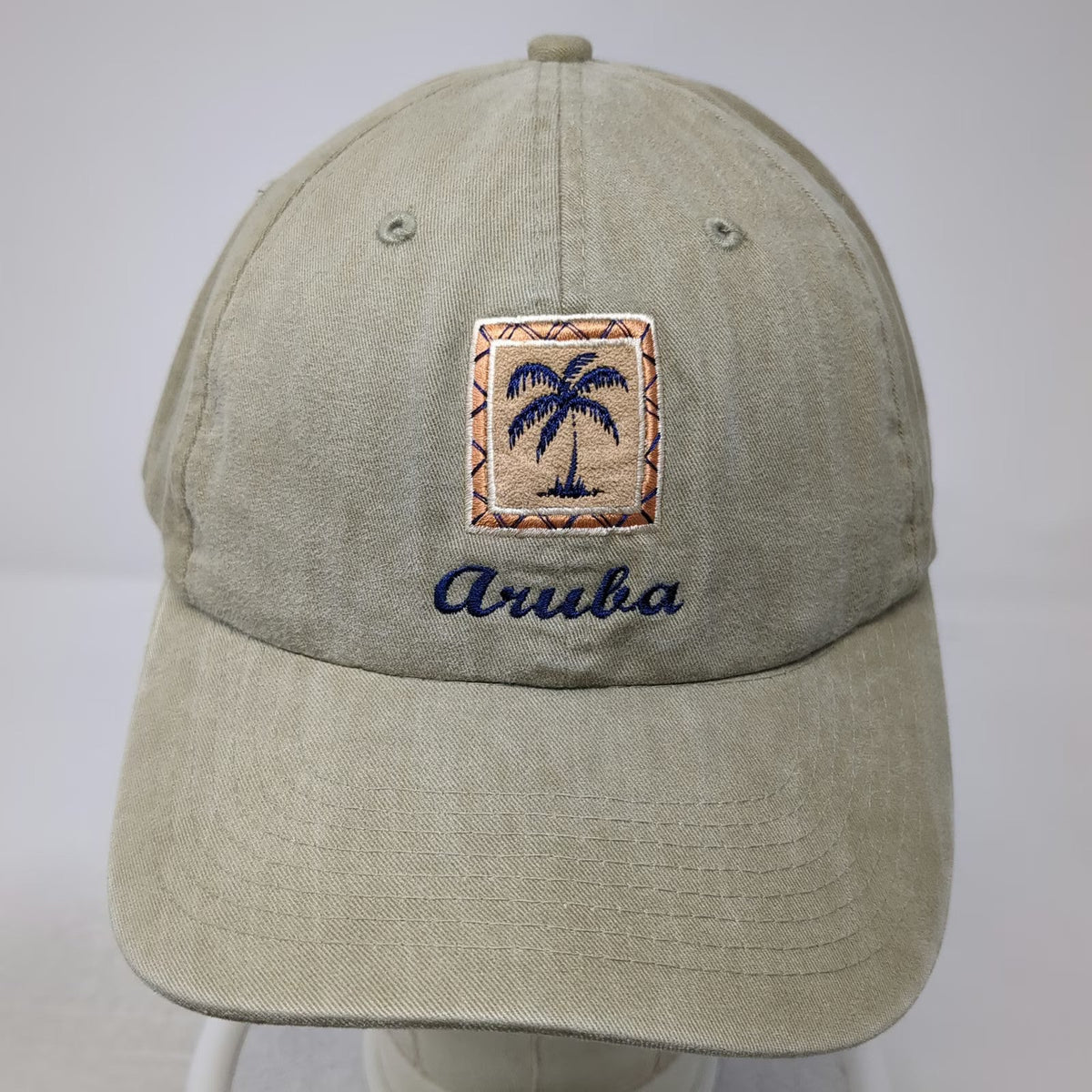 Cameo Aruba Palm Tree Beige Baseball Cap One Size Brushed Cotton Hat Slideback