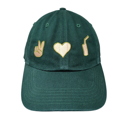 Peace Sign Heart Slideback Hat Green M/L Solid Adjustable Richardson