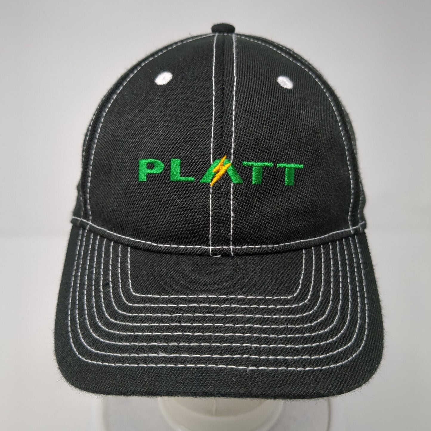 PLATT Slideback Hat Black One Size Adjustable Embroidered 6 Panel Polyester