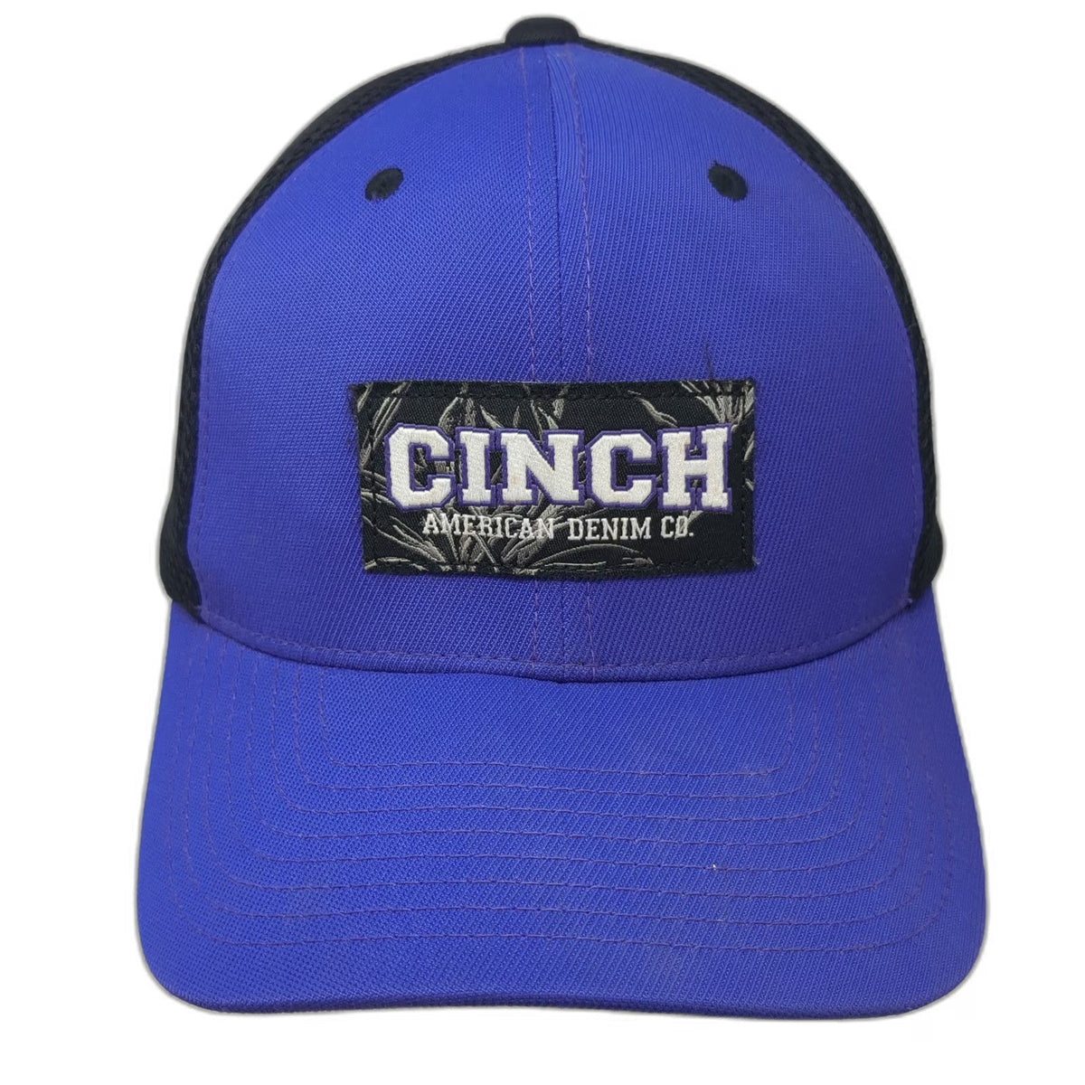 Cinch Baseball Cap Blue XL Fitted Flexfit Mesh Patch Leaf Pattern Underbrim Hat