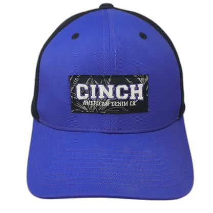 Cinch Baseball Cap Blue XL Fitted Flexfit Mesh Patch Leaf Pattern Underbrim Hat