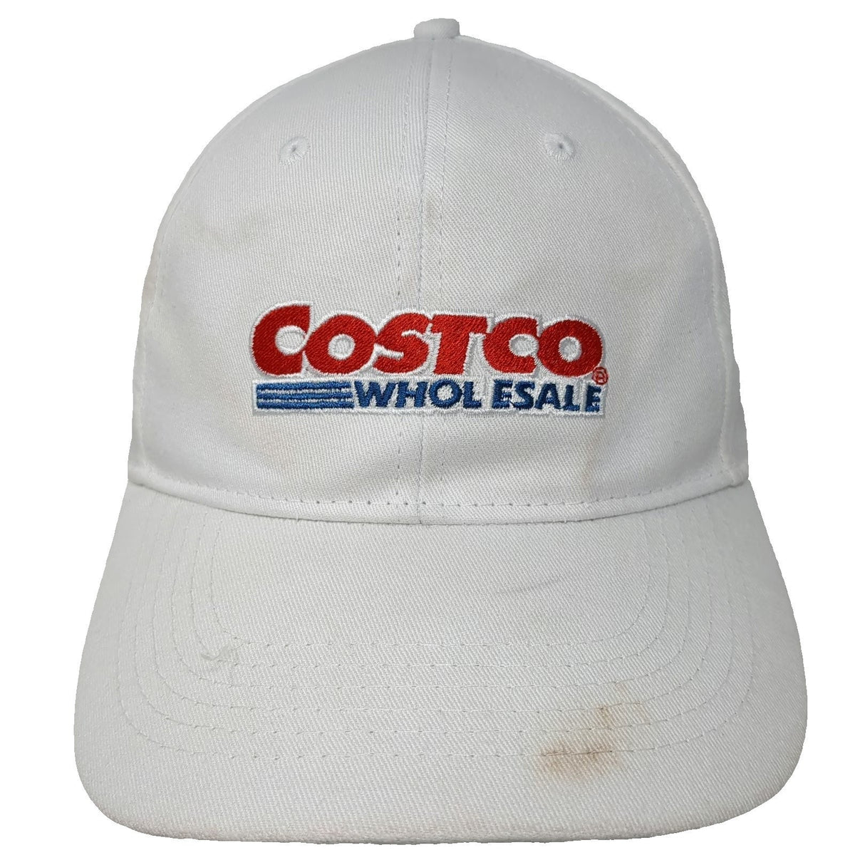 Costco Wholesale Logo Baseball Cap White One Size Slideback Embroidered Hat