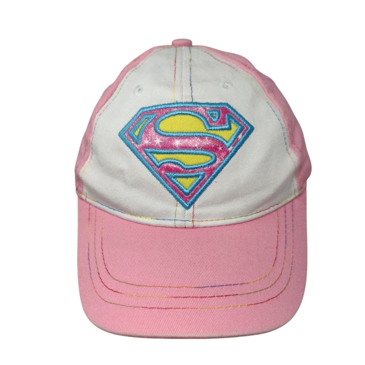 Supergirl Strapback Hat Pink OSFM Adjustable Embroidered 6 Panel DC Comics