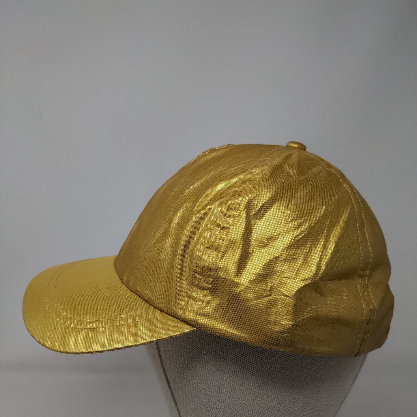 Jhats Stretch Strapback Hat Gold OSFA 6 Panel Lightweight Metallic Blank