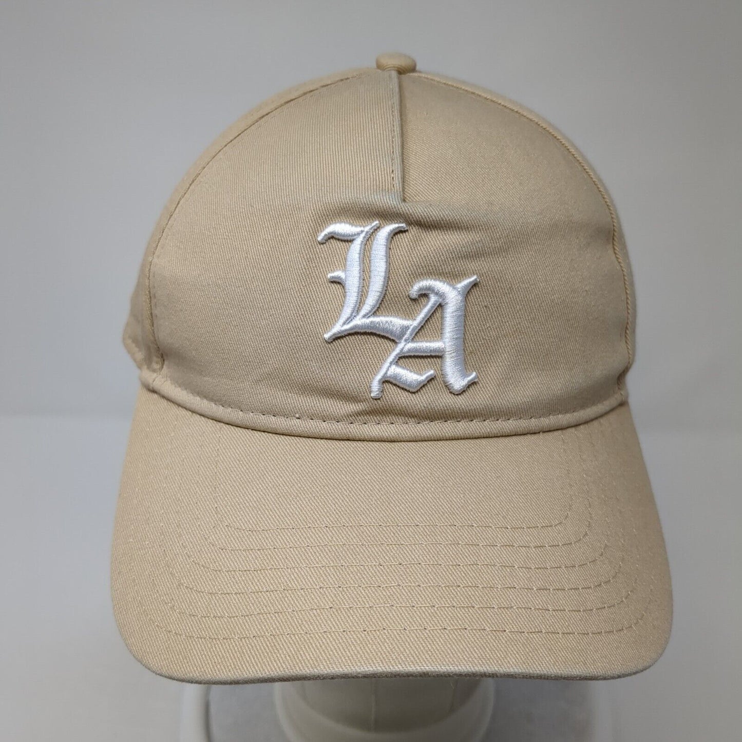 LA Los Angeles Snapback Hat Tan One Size Adjustable Embroidered Cotton:On