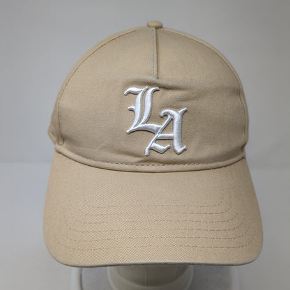 LA Los Angeles Snapback Hat Tan One Size Adjustable Embroidered Cotton:On