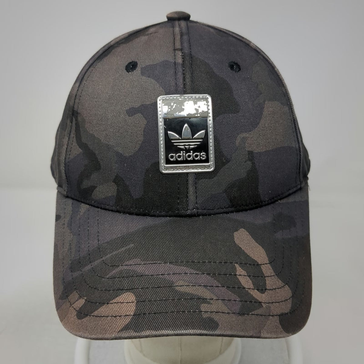 Adidas Baseball Cap Black Camo One Size Trefoil Logo Adjustable Plaque Hat